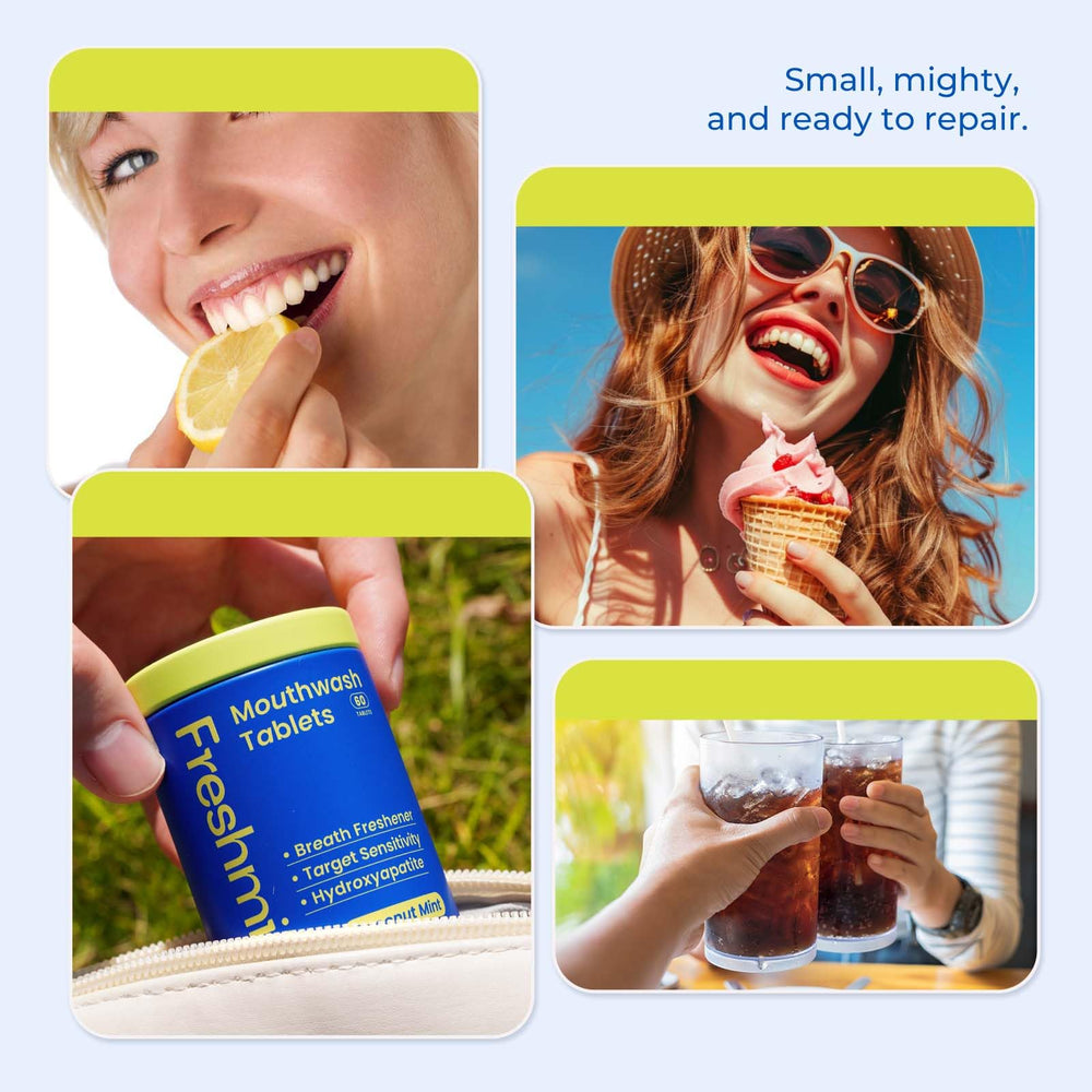 Freshmile travel packaging and 60-count bottle