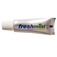 Freshmint 0.6 oz toothpaste metallic tube – 144 tubes pack front view