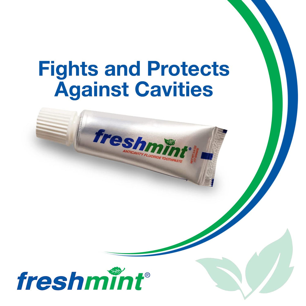 Pack of 144 Freshmint toothpaste tubes without individual boxes for savings