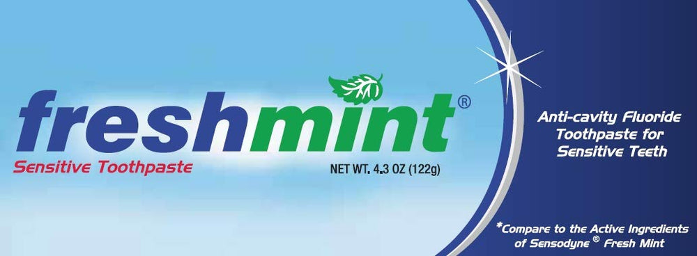Boxed 6-pack of Freshmint Sensitive Toothpaste 4.3 oz for sensitive teeth
