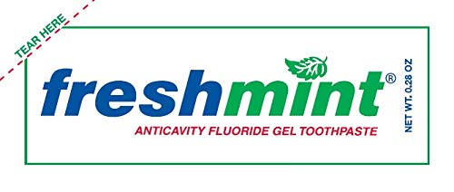 Freshmint Clear Gel toothpaste packets in a 1,000-pack carton