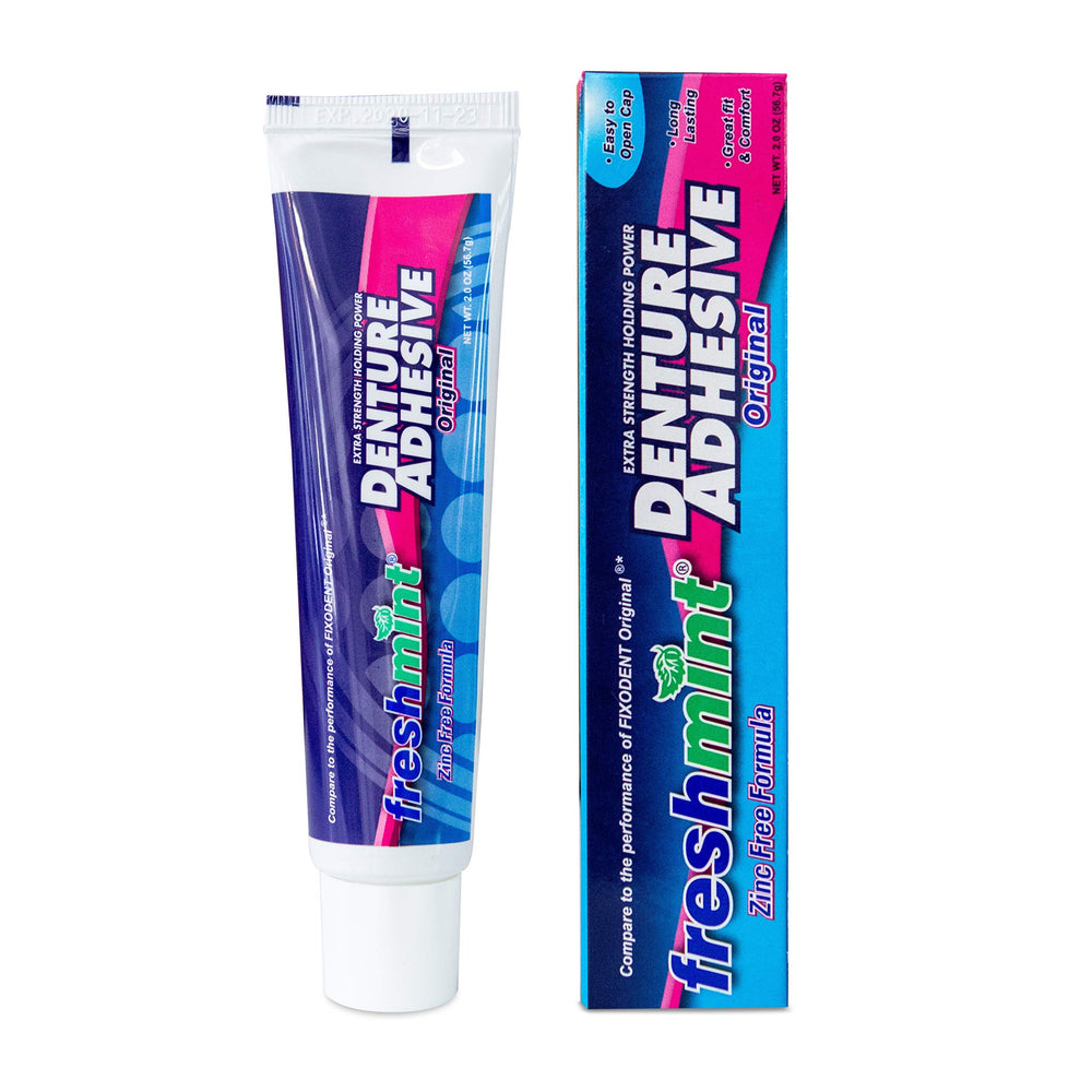 Freshmint ooze-control applicator tip for denture adhesive