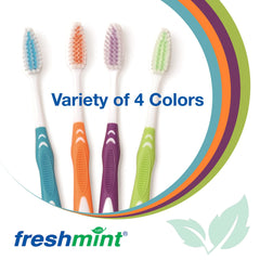 Soft nylon bristles on a FRESHMINT toothbrush