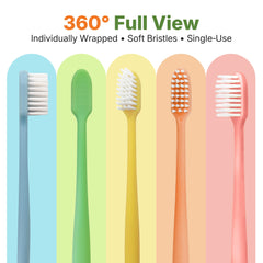 Assorted color-coded toothbrushes in a 200-count bulk pack
