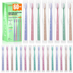 Fresings 60-pack premium disposable toothbrush with tongue scraper – Pearl White, individually wrapped