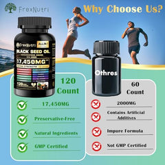 Close-up of FrexNutri Sea Moss & Black Seed Oil capsules