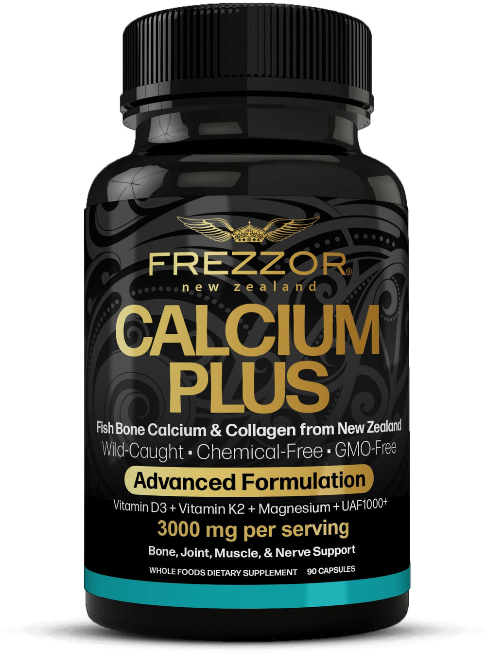 FREZZOR Calcium Plus bottle with UAF1000+ label