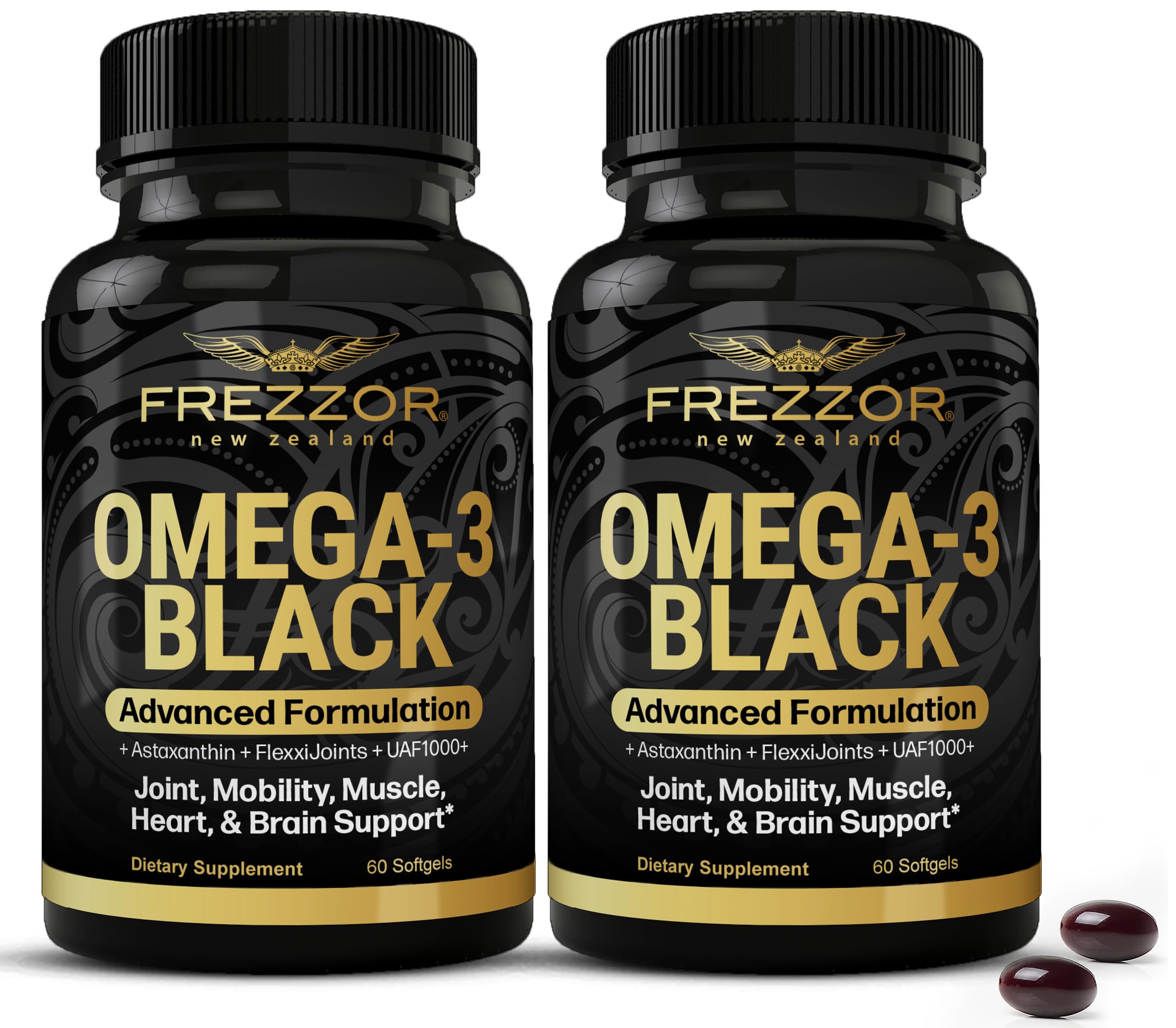 FREZZOR Omega-3 Black bottle label for Joint Comfort