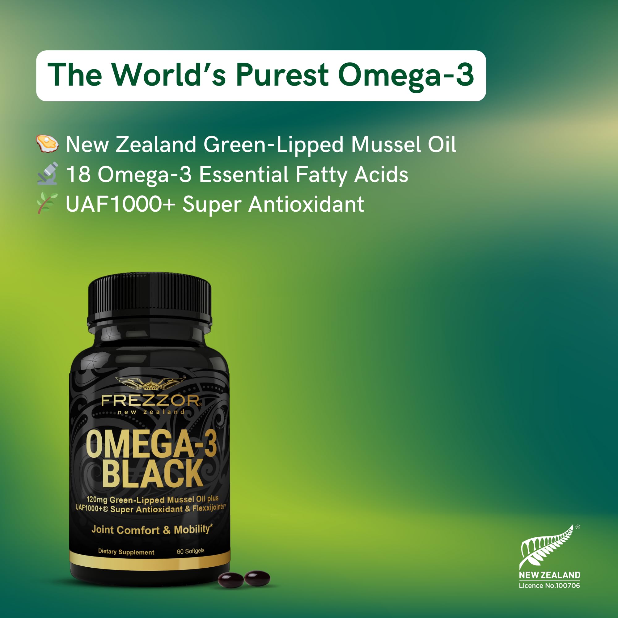 Two-pack FREZZOR Omega-3 Black bottles