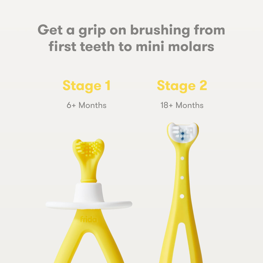 Training Toothbrush for Babies with triple-angle silicone bristles for 6+ months