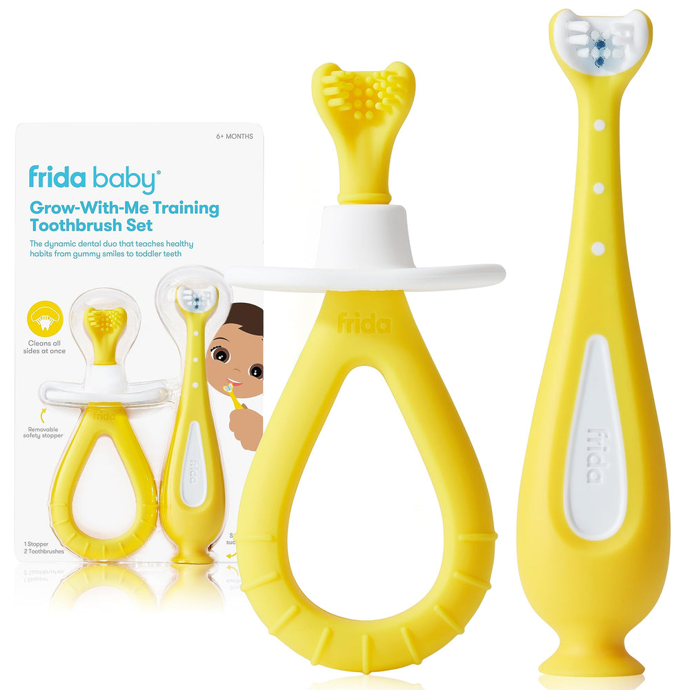 Frida Baby Grow-with-Me Toothbrush Set yellow packaging image