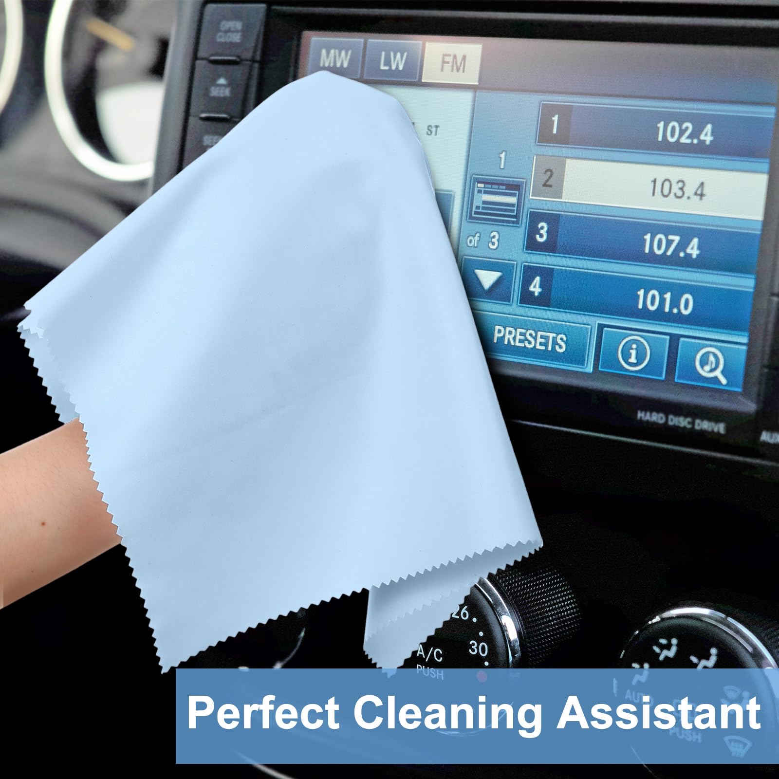 Close-up of yellow Frienda microfiber cleaning cloth