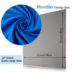 Large 12x12 inch microfiber cloths for screens and lenses