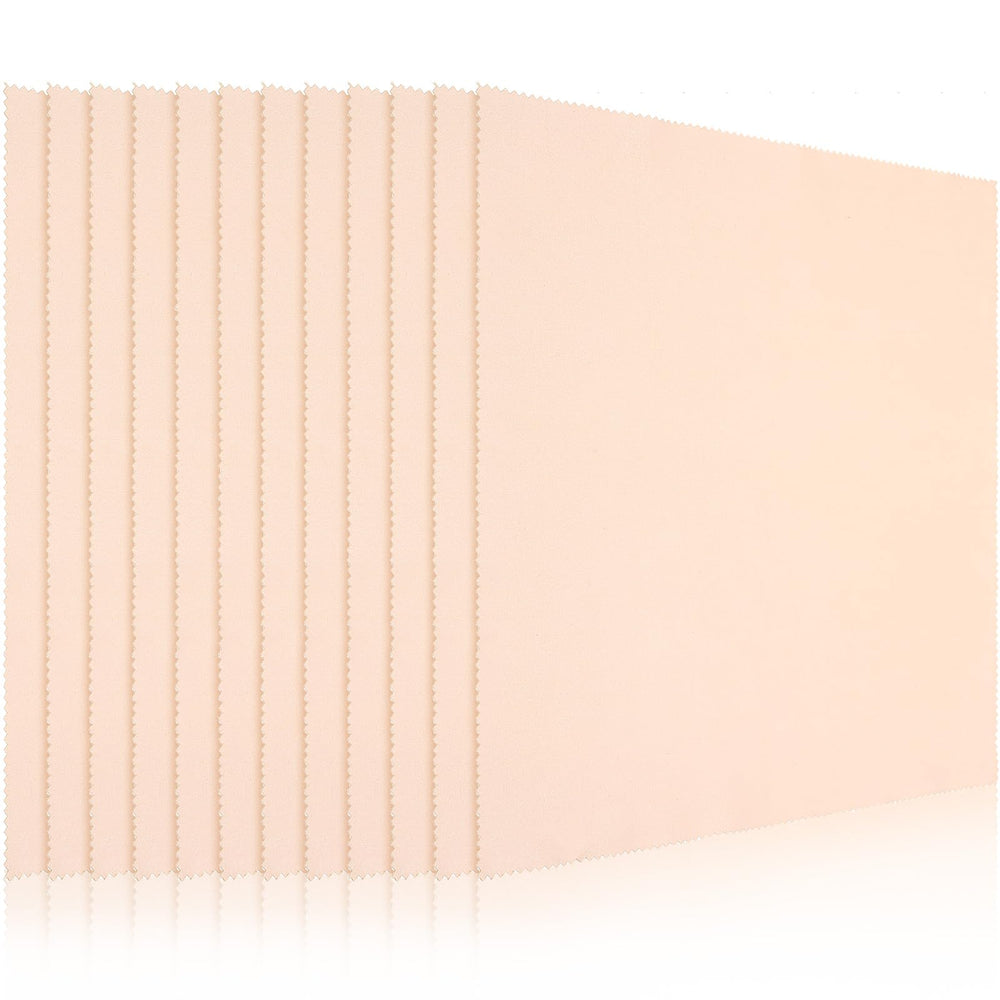 Frienda 12-pack large beige microfiber cleaning cloths laid out