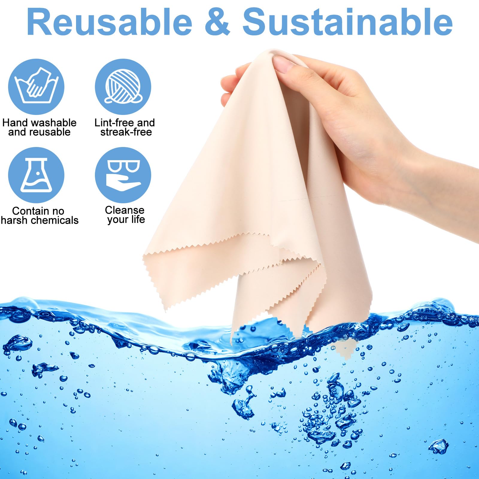 Beige microfiber cloth cleaning a computer monitor