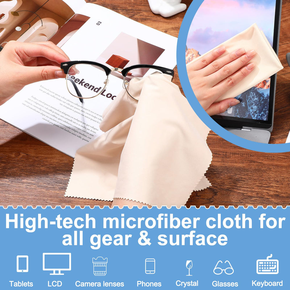 Beige microfiber cleaning cloths for phones, tablets and screens