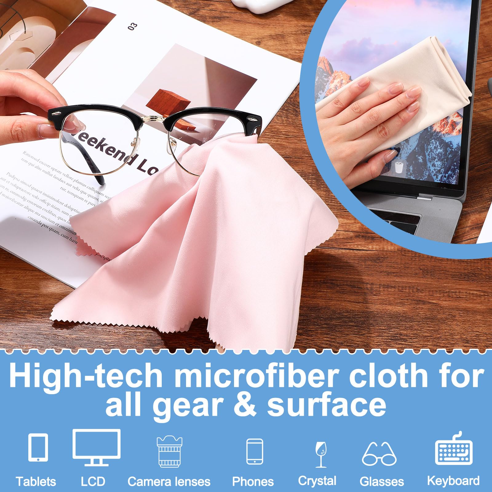 Cloths suitable for cleaning large screens and monitors