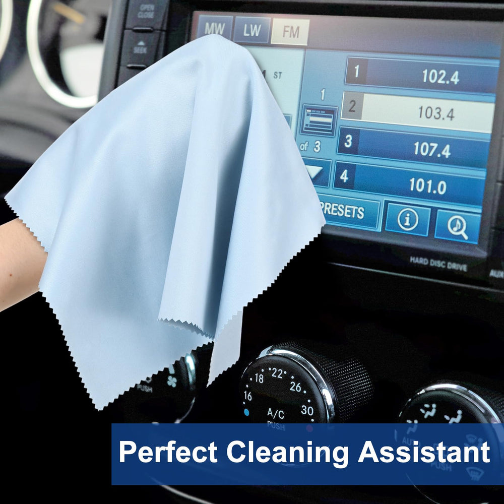Package includes 12 blue microfiber cloths