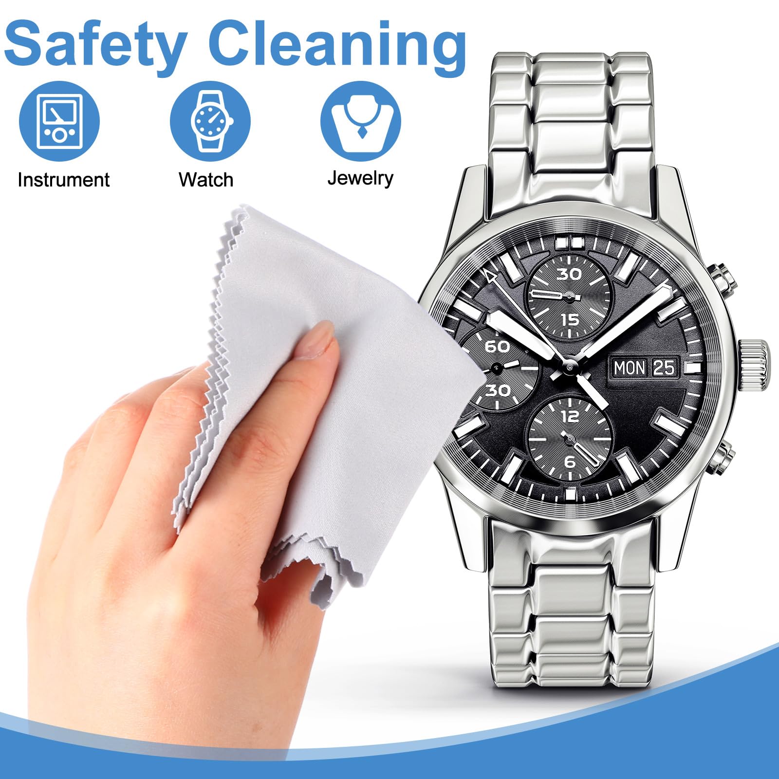 Eyewear cleaning cloth being used on eyeglasses