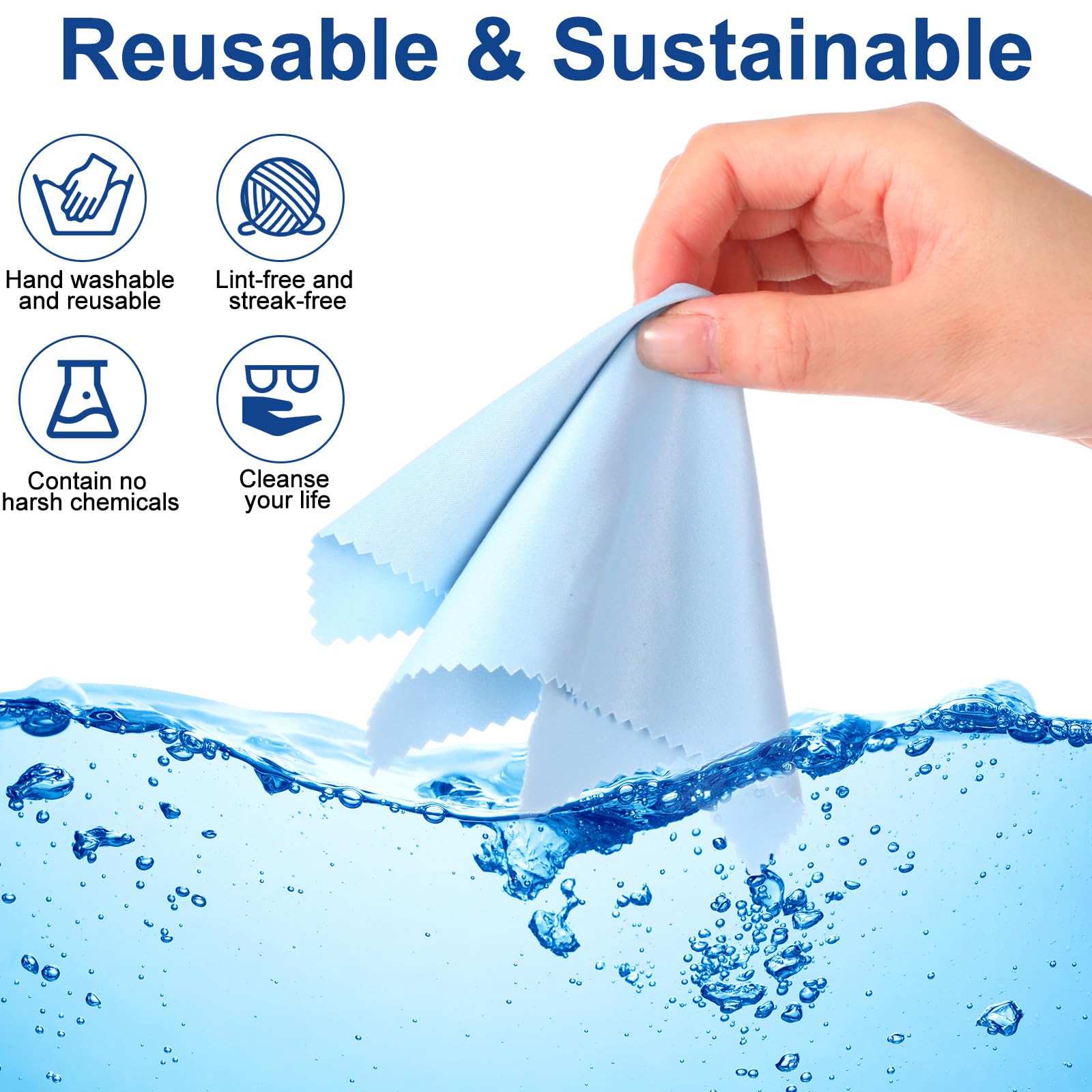 Pack of 50 blue microfiber cloths for lenses and screens