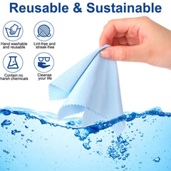 Pack of 50 blue microfiber cloths for lenses and screens