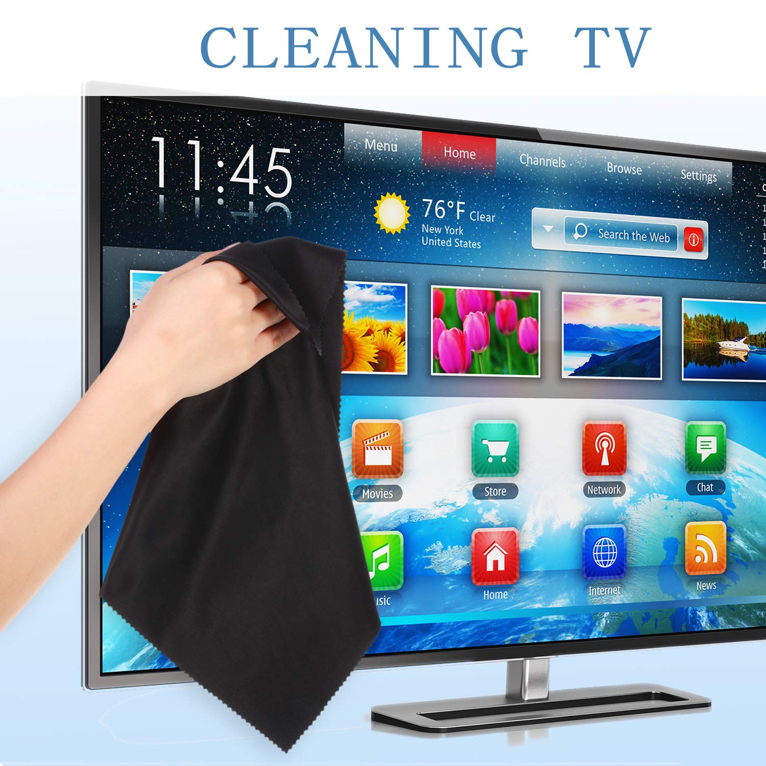 Cloths cleaning a computer monitor without scratches