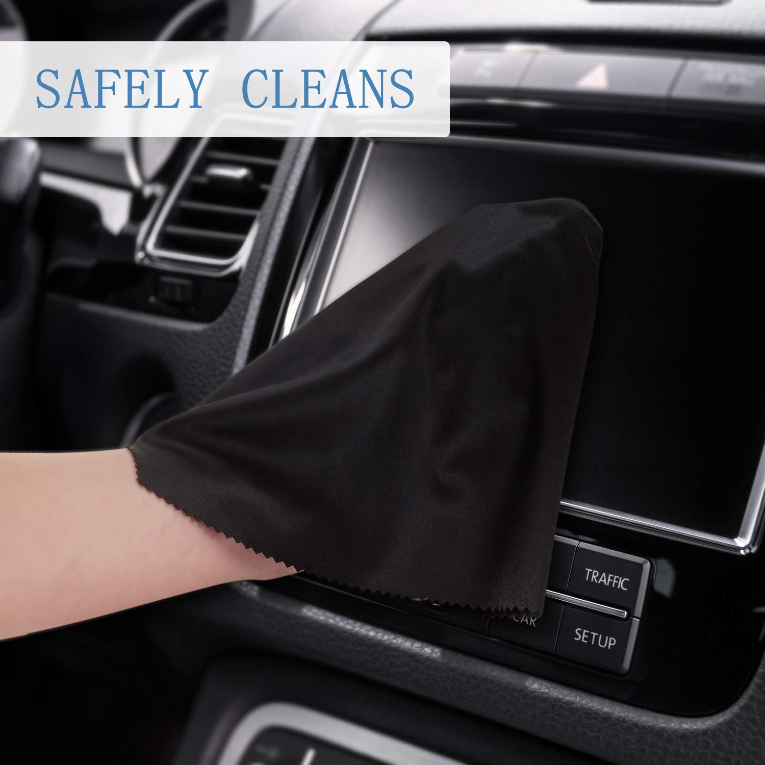 Cleaning a smartphone screen with microfiber cloth