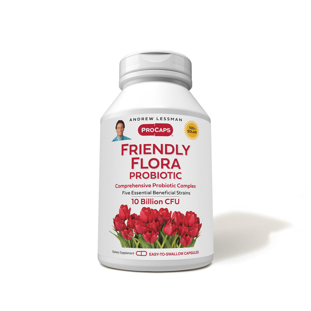 Bottle of Andrew Lessman Friendly Flora Probiotic 180 capsules