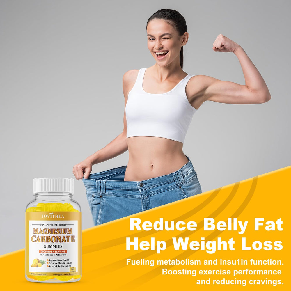 Front view bottle of magnesium carbonate gummies 60 count