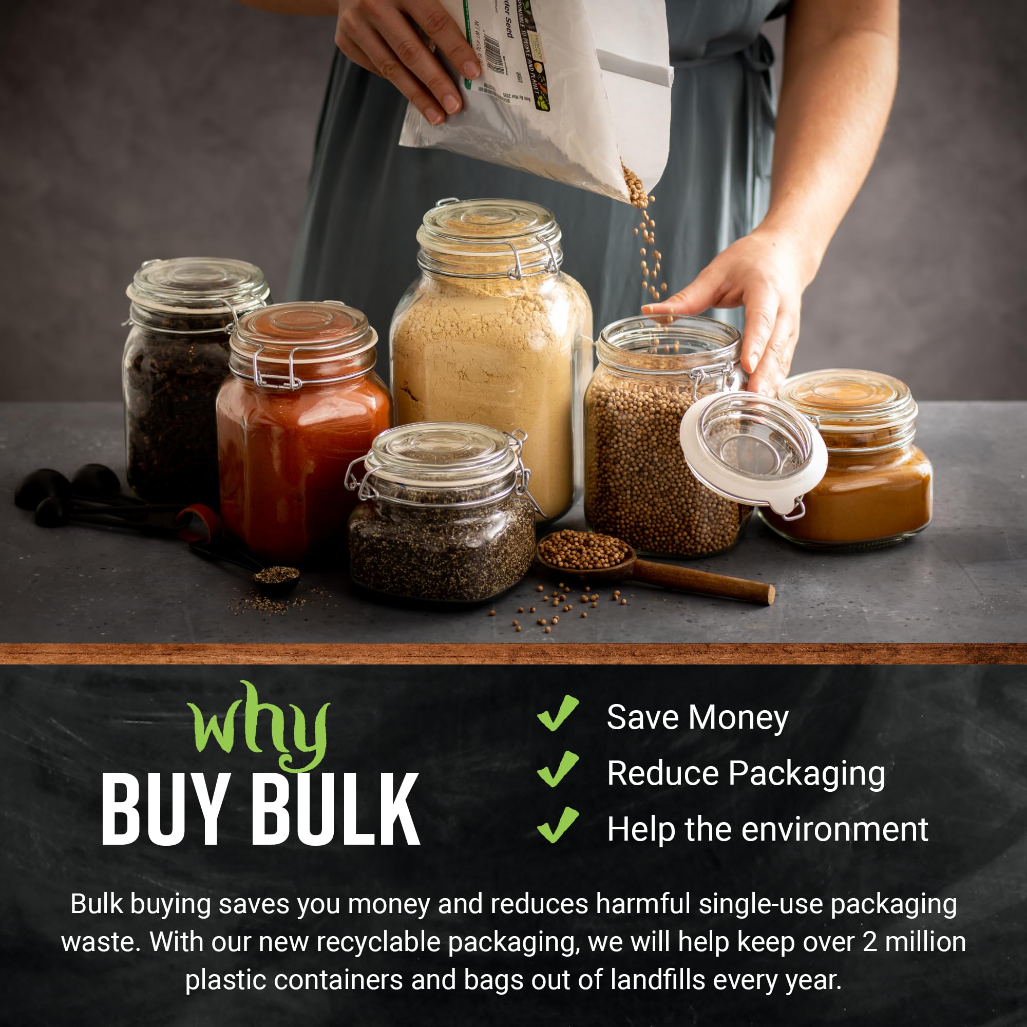 Bulk recyclable packaging for psyllium powder