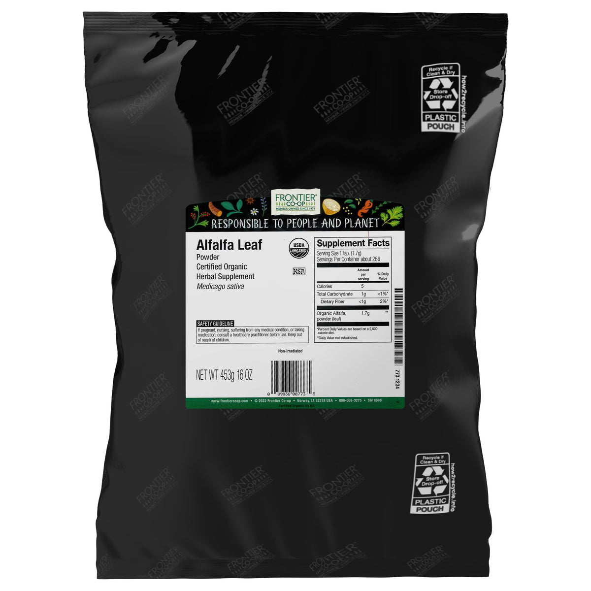 Frontier Co-op Alfalfa Leaf Powder 1 lb bulk - front view