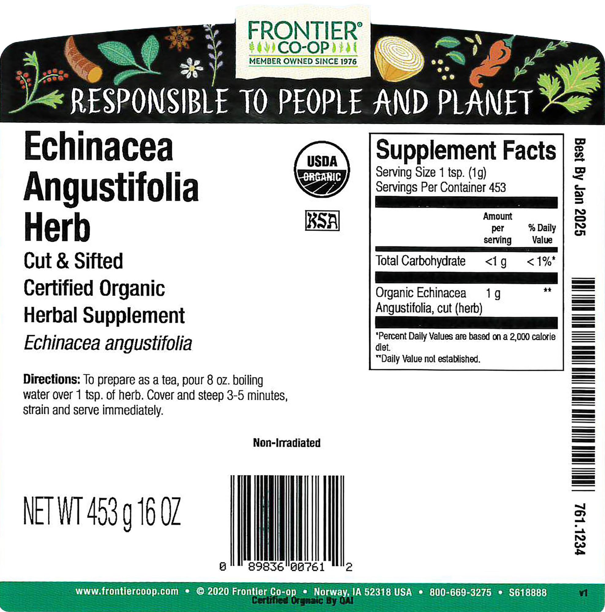 Dried echinacea angustifolia herb, cut and sifted for herbal use