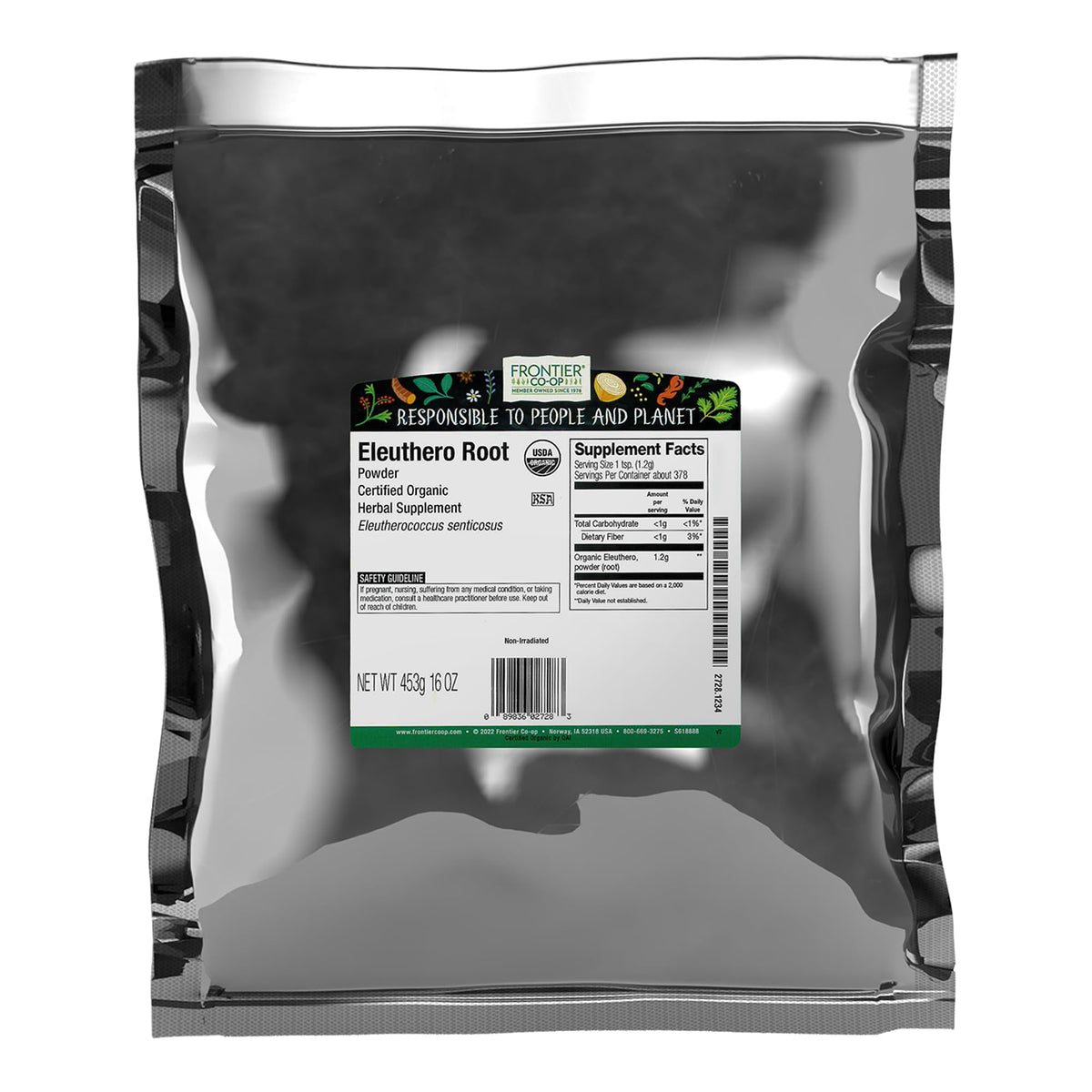 Frontier Co-op Eleuthero Root Powder in a 1 lb bulk bag