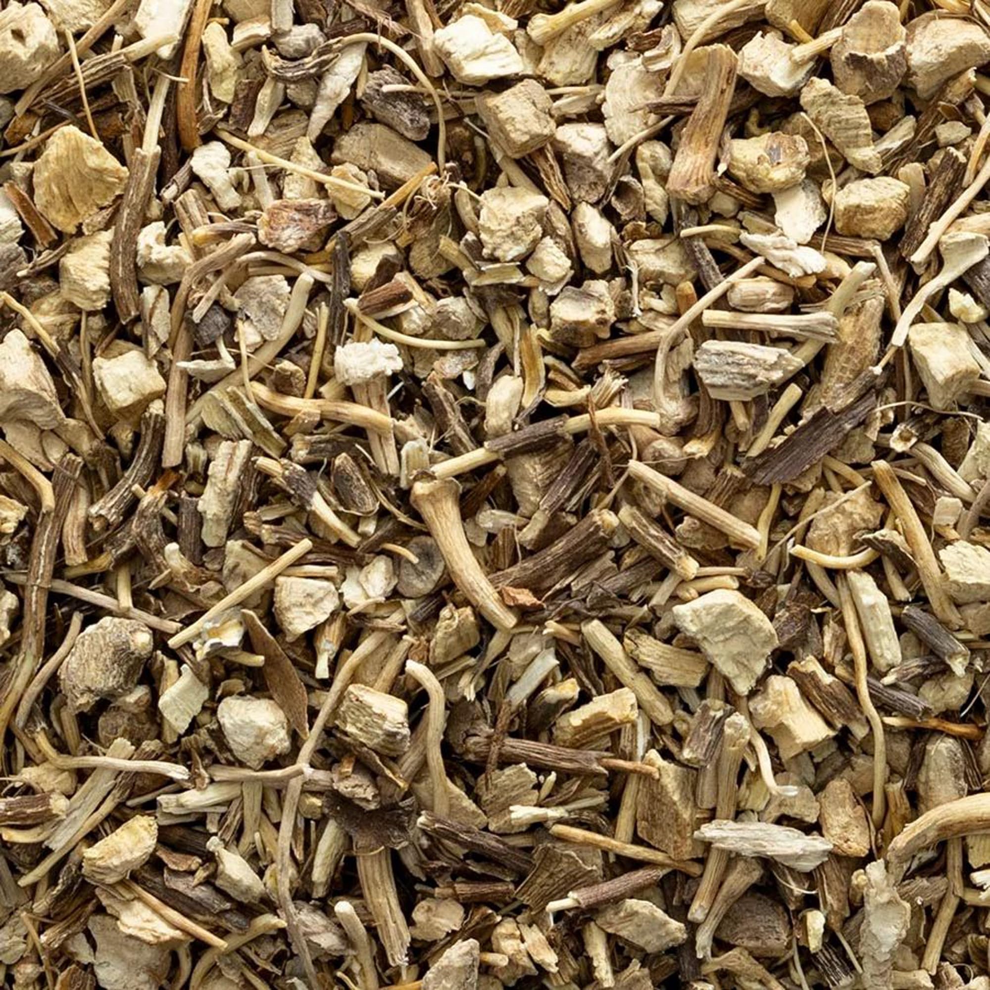 Bulk bag labeled Gravel Root (Eutrochium purpureum) by Frontier Co-op