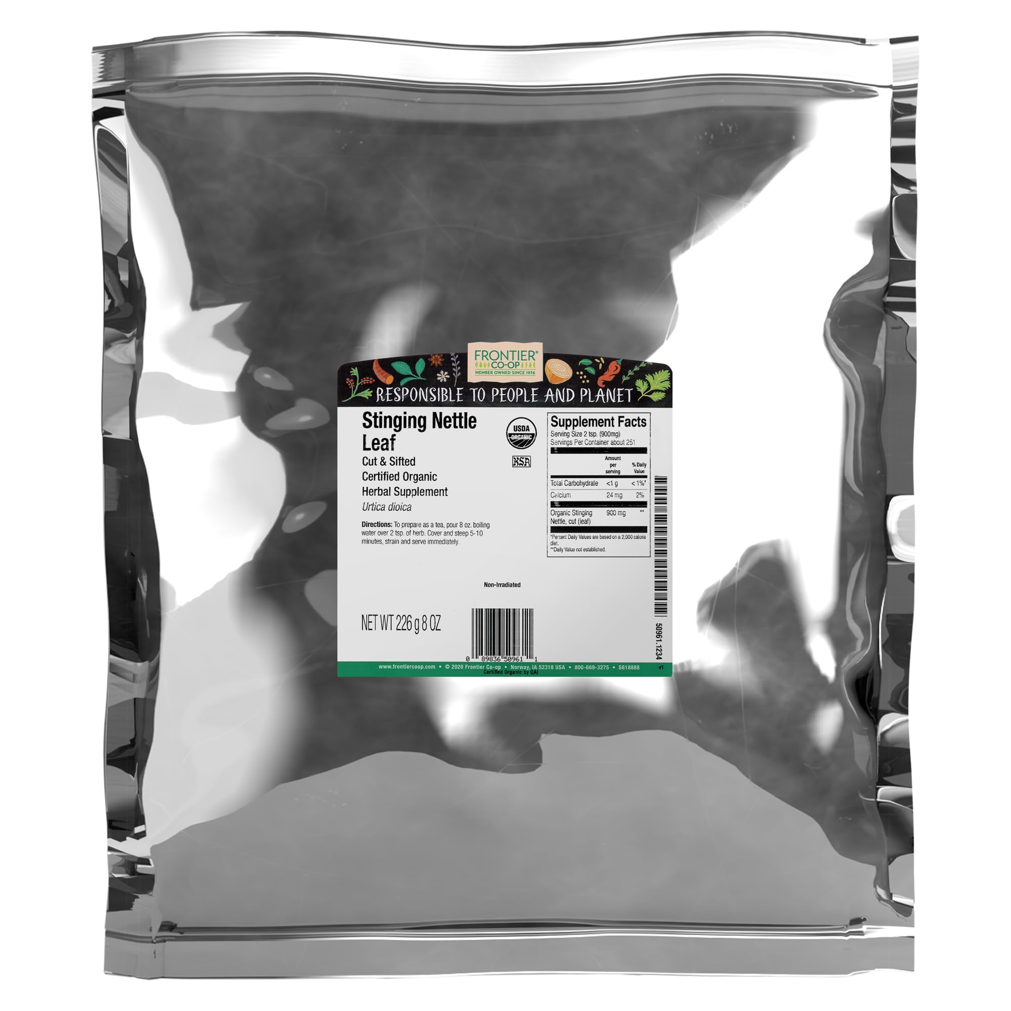 Frontier Co-op Organic Cut and Sifted Stinging Nettle Leaf 1lb — front view