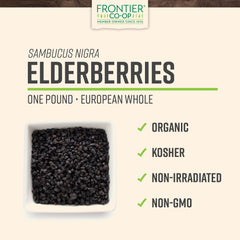 Close-up of dark purple dried elderberries