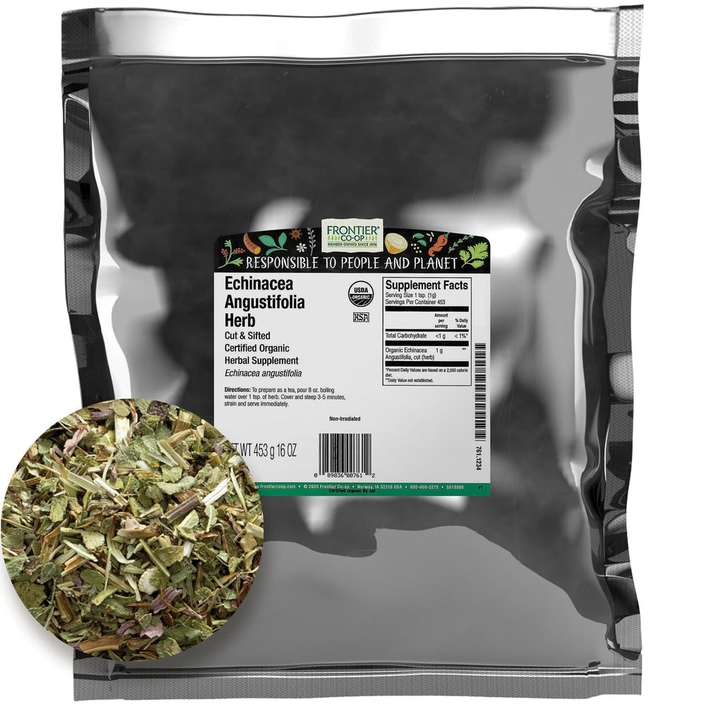 Frontier Co-op Organic Echinacea Angustifolia Herb - 1 lb bulk bag, cut and sifted