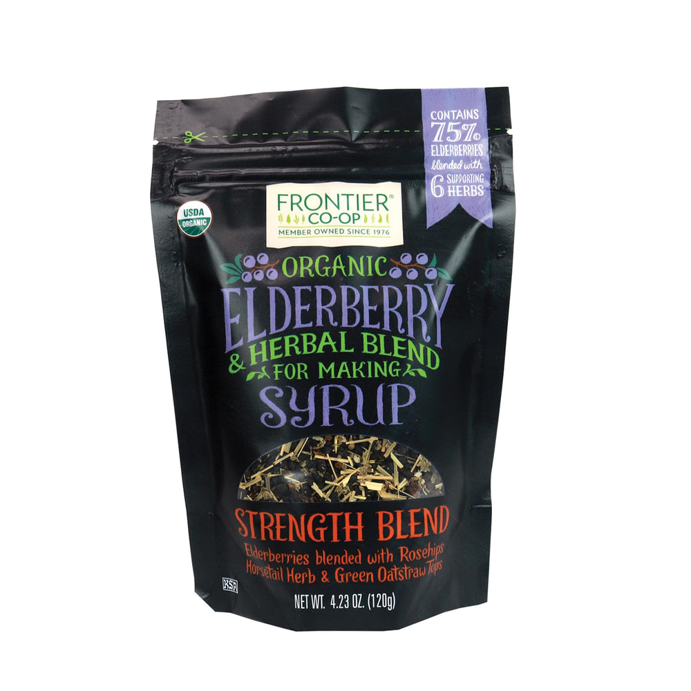 Frontier Co-op Organic Elderberries 4.23 oz bag - front view