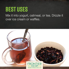 Back of bag showing syrup instructions for Frontier Co-op elderberries