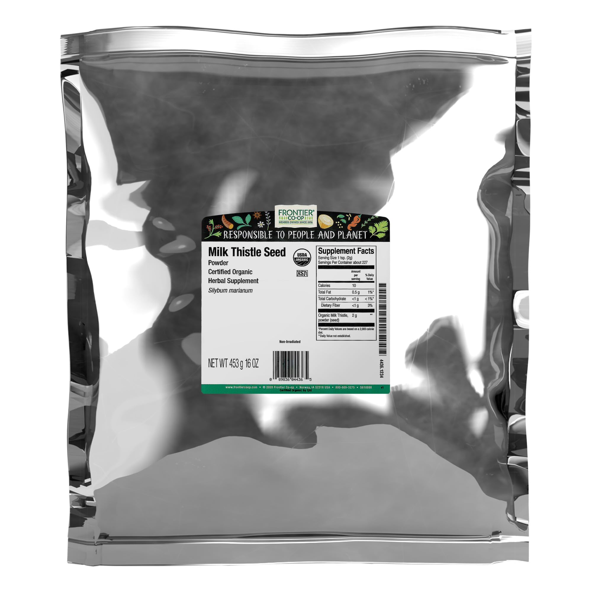 Frontier Co-op Organic Milk Thistle Seed Powder 1lb bulk bag