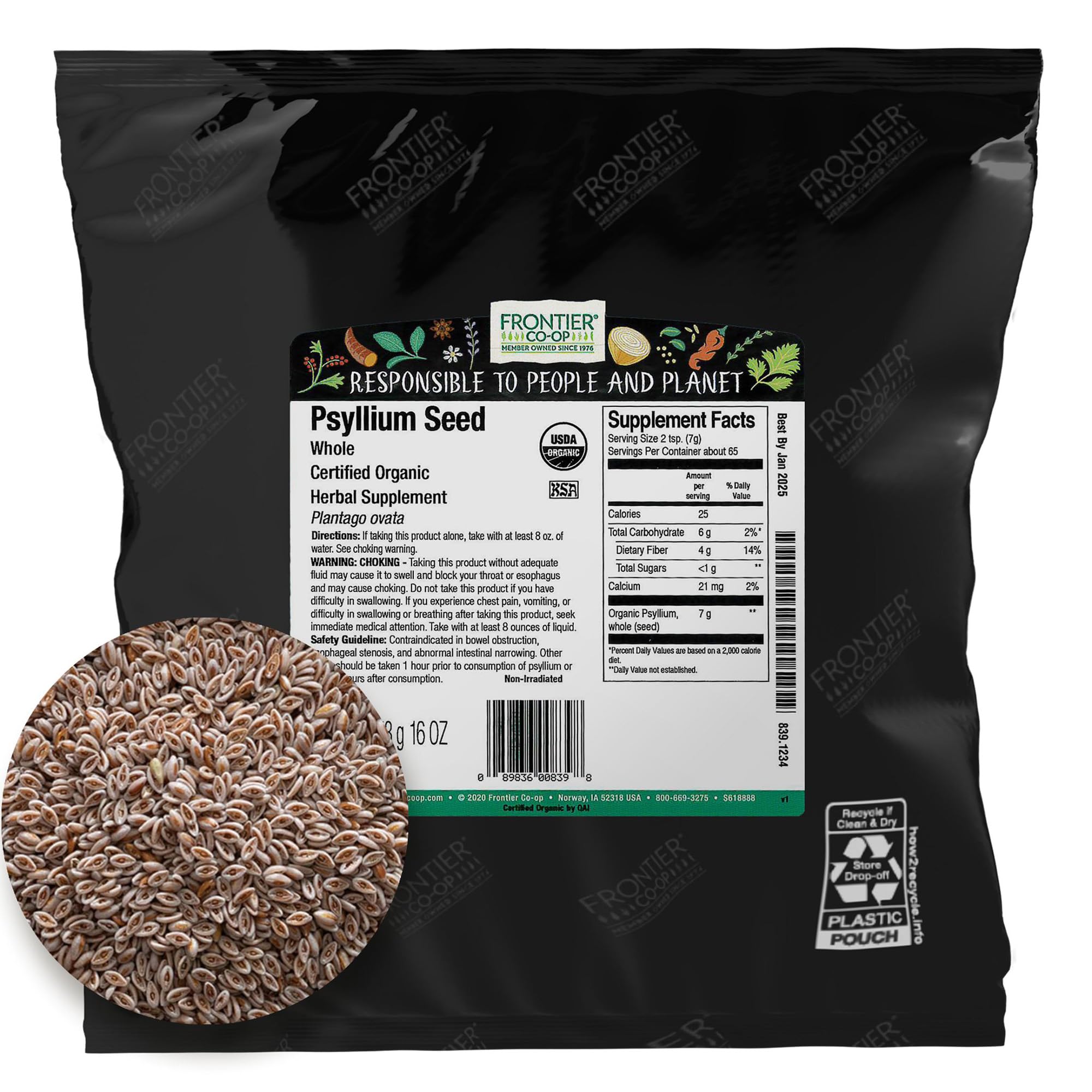 Frontier Co-op Organic Whole Psyllium Seed 1lb – hero image