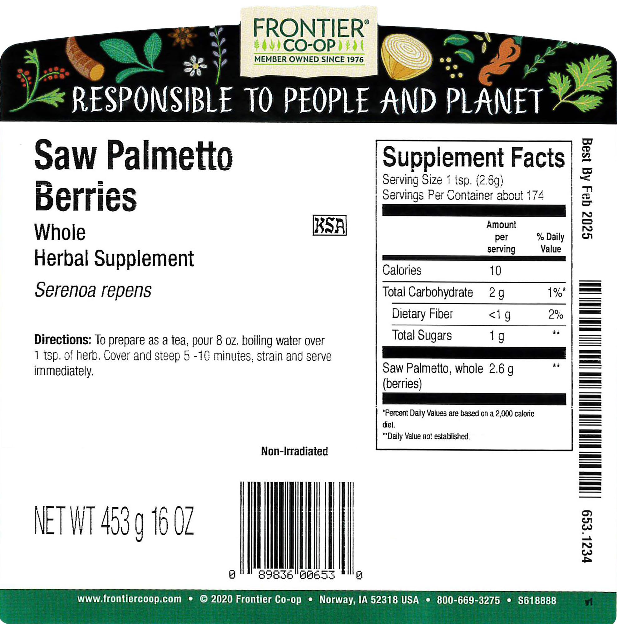 Whole wildcrafted saw palmetto berries for tea and recipes