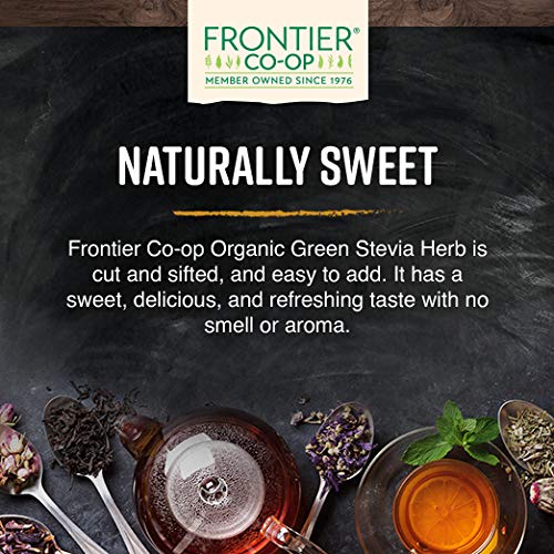 Green Stevia herb added to a cup of tea