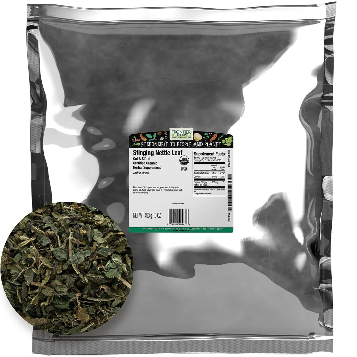 Frontier Co-op stinging nettle leaf 1lb pack 2 – front view