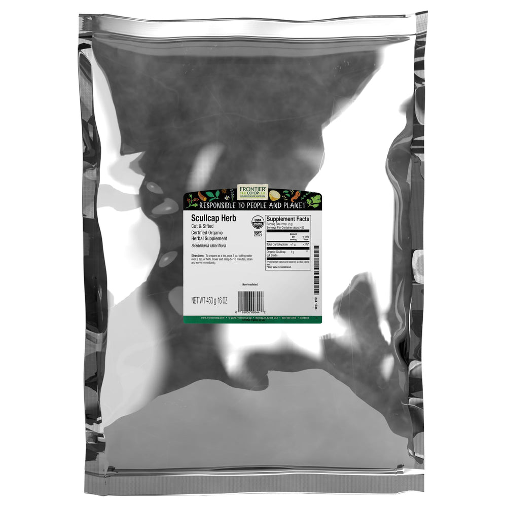 Organic skullcap leaf and flower cut and sifted, 1lb