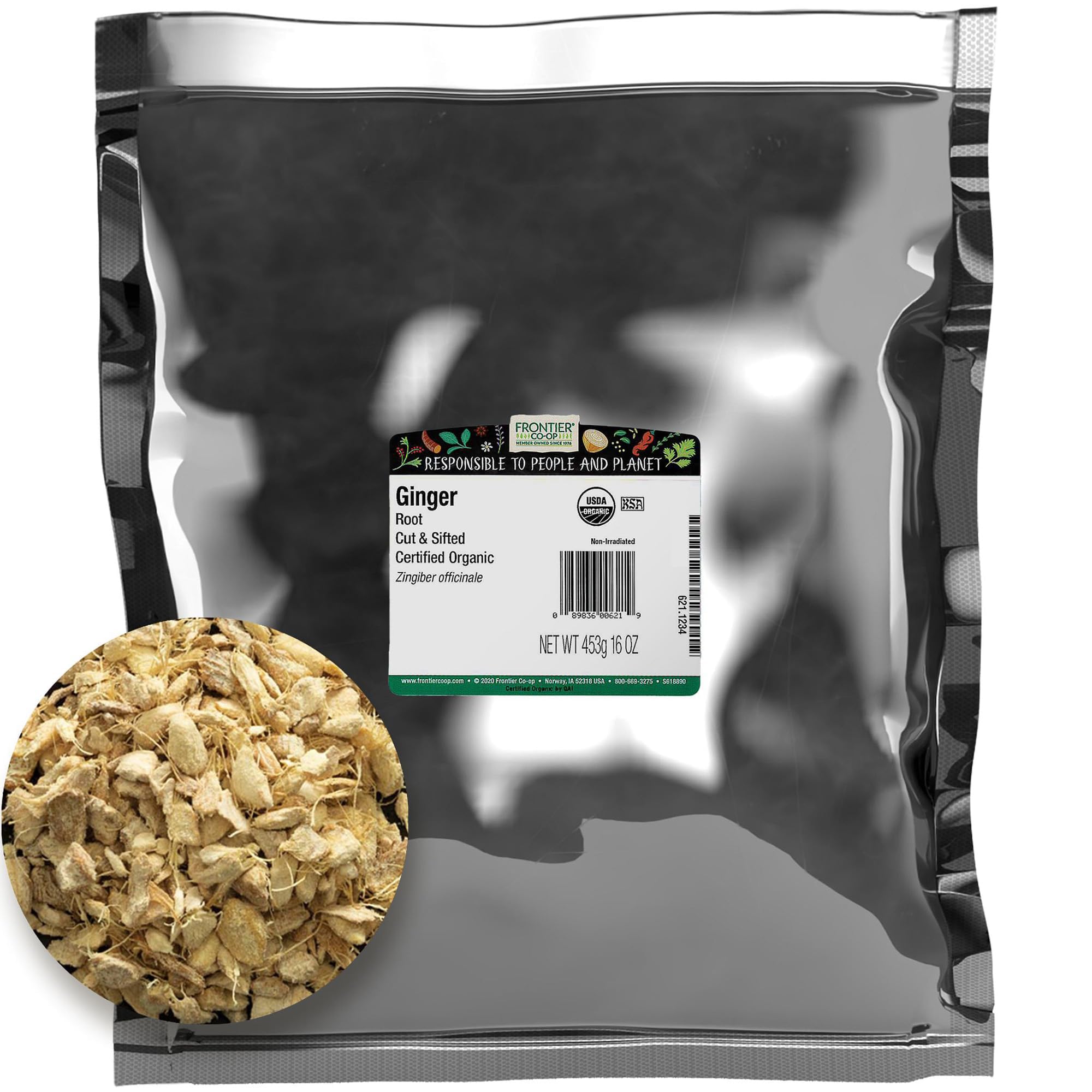 Bulk Frontier ginger root, cut and sifted, 16 oz