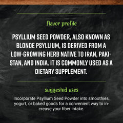 Psyllium seed powder used in dietary supplements and cooking