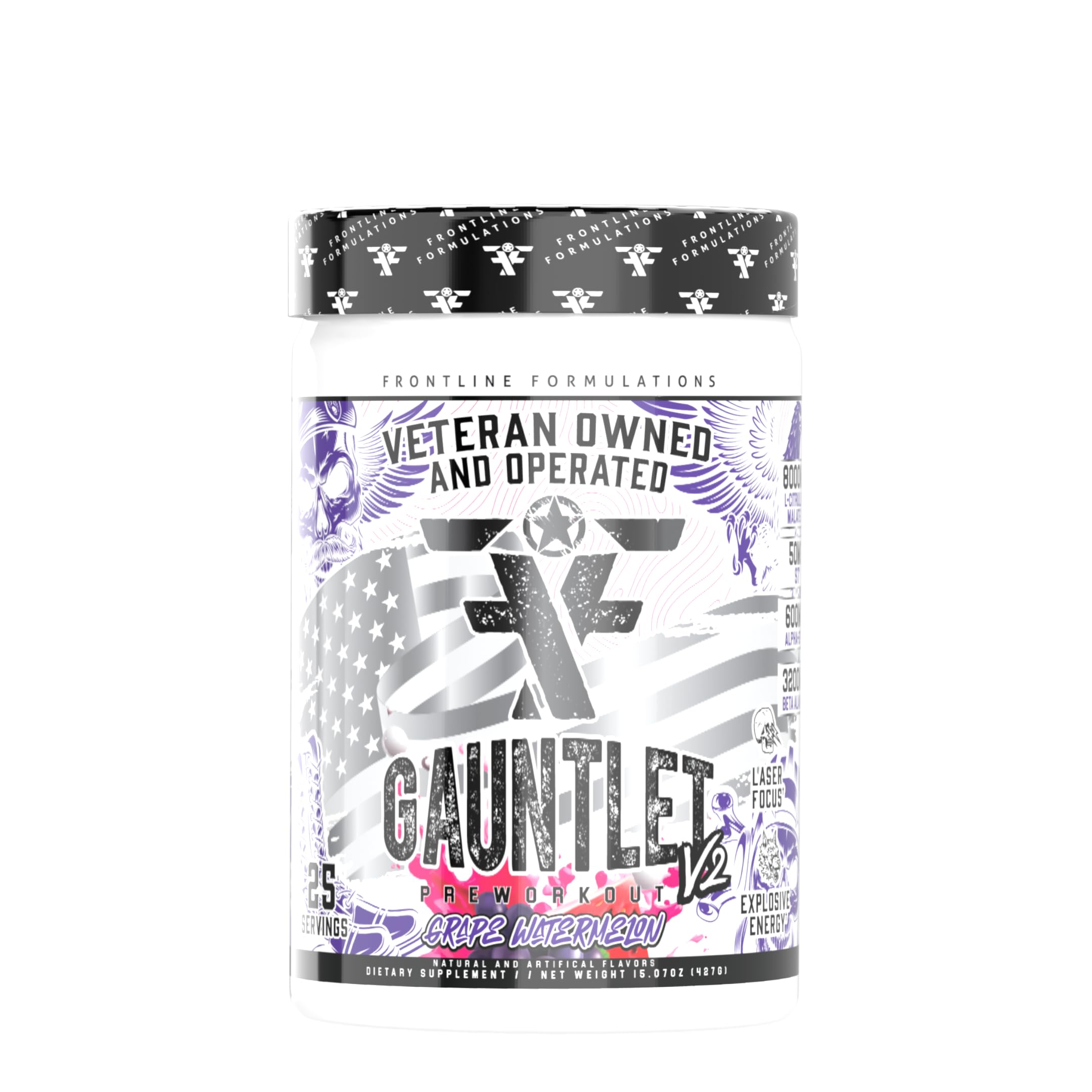 FRONTLINE FORMULATIONS Gauntlet bottle ready for high-energy pre-workout sessions