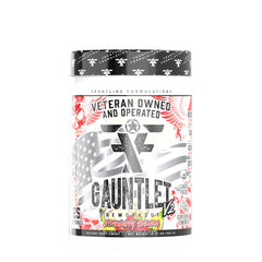 Frontline Formulations Gauntlet powder scoop ready for an energized pre-workout session.