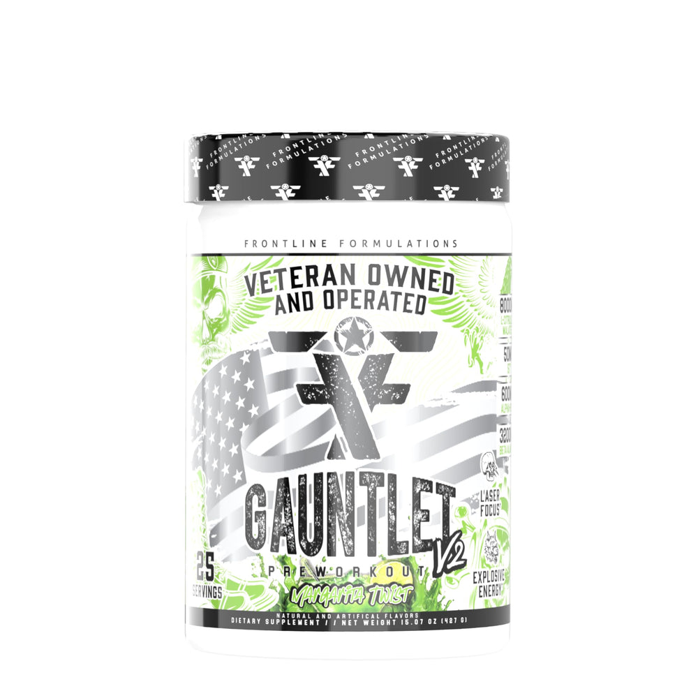 FRONTLINE FORMULATIONS Gauntlet tub Margarita Twist delivers energized workouts and sharp focus.